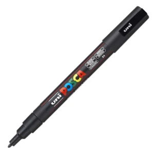 Uni POSCA PC-3M Fine Black Paint Marker showing reversible nib tip