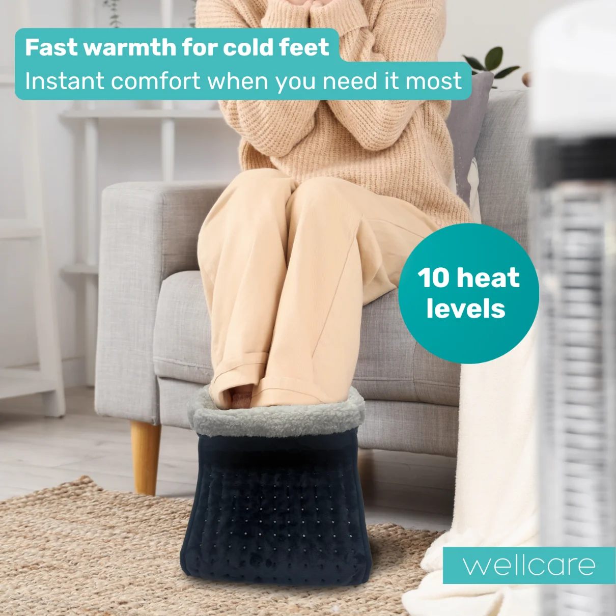 Wellcare Electric Footwarmer FW-005A in use