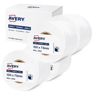 Avery direct thermal labels, 100 x 73mm, roll 2000, box 4