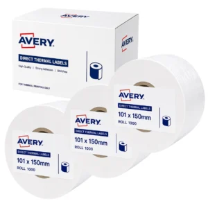 Avery 101 x 150mm direct thermal labels, roll 1000, box 3