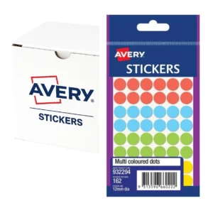 Avery Stickers 12mm coloured dots, bulk pack