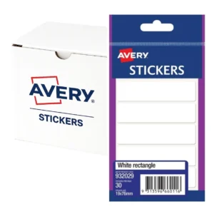 Avery Stickers white rectangle 19 x 76mm bulk pack