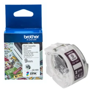 Brother CZ1001 9mm Colour Label Roll Cassette for VC-500W Label Printer