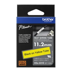 Brother HSe-631E heat shrink tube 11.2mm black on yellow 1.5m