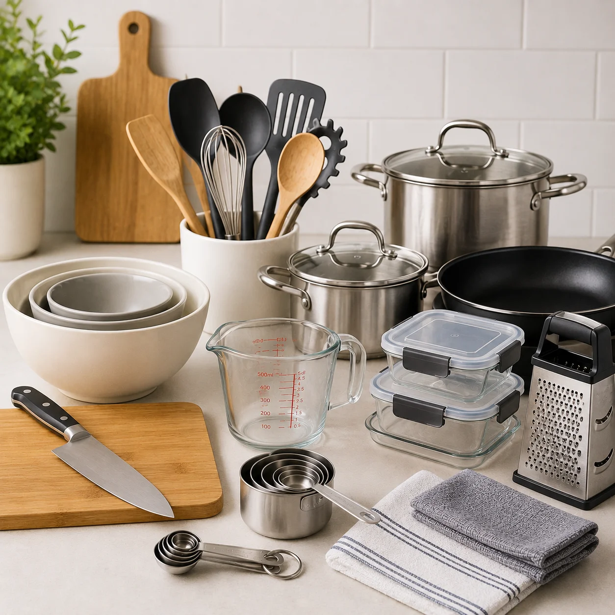 Kitchen cookware, utensils and everyday cooking essentials