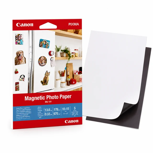 Printable magnetic photo paper sheets and magnetic papers for inkjet printers