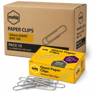 Marbig Giant Paper Clips 50mm Pack 10 Boxes Product Packaging