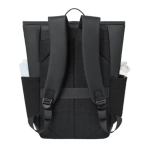 Rivacase 7826 ECO roll top backpack black back view ergonomic laptop backpack