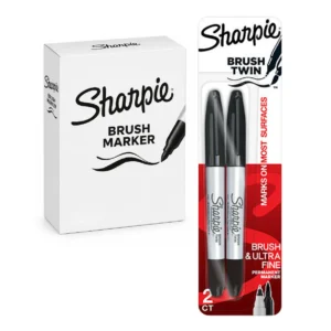 Sharpie brush markers, pack 2 box 6 black, 2152698