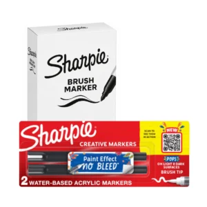Sharpie acrylic creative brush markers, black and white pack 2, box 6, 2196903