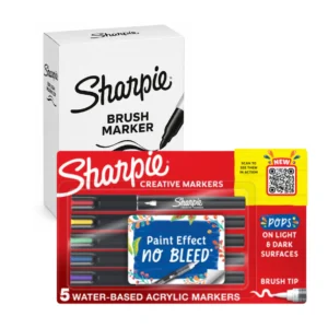 Sharpie creative brush markers, acrylic, pack 5 assorted colours, box 6, 2196904