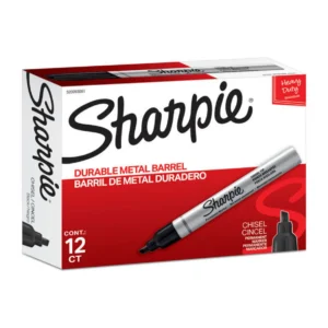 Sharpie metal permanent marker black chisel tip box of 12 aluminium barrel heavy duty markers