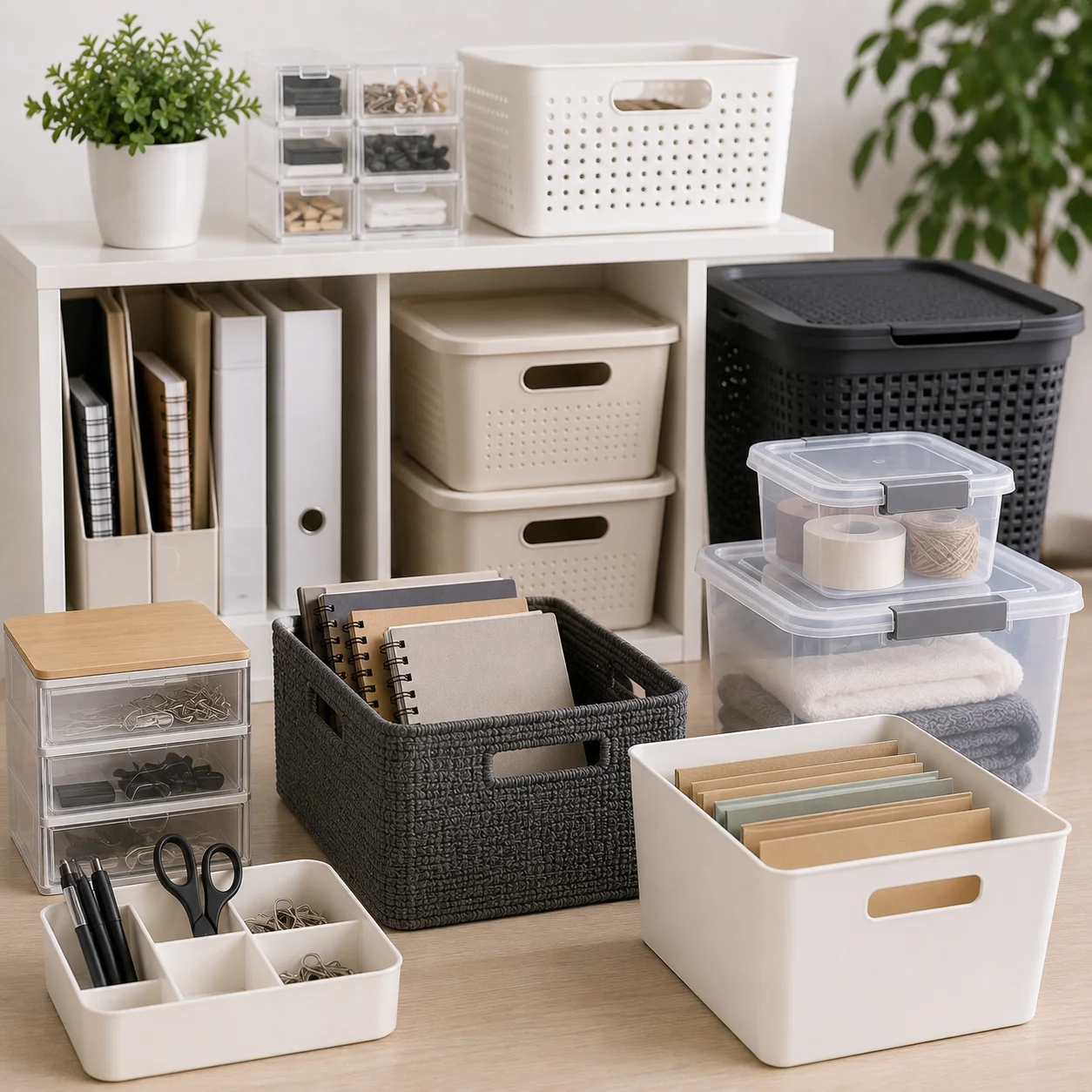 Storage containers and organisation supplies for home and office