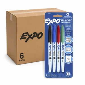 Expo Vis-a-Vis Wet Erase Markers Assorted Colours Pack 4 Box 6