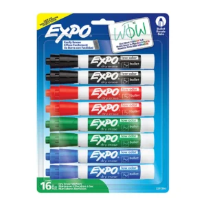 Expo Dry Erase Whiteboard Markers Low Odour Bullet Tip Assorted Colours 16 Pack