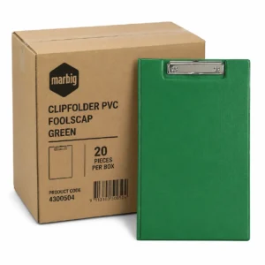 Marbig Clipfolder PVC Foolscap Green Box 20