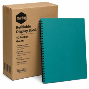 Marbig A4 Refillable Display Book 40 Pocket Green 2007404 with bulk packaging box