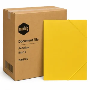 Marbig Document File A4 Yellow Box 12 with elastic closure and bulk packaging