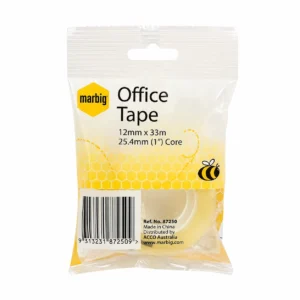 Marbig office tape 12mm x 33m clear gloss