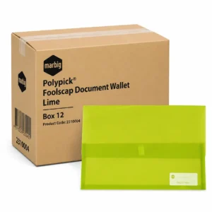 Marbig Polypick Foolscap Document Wallet Lime Box 12 translucent