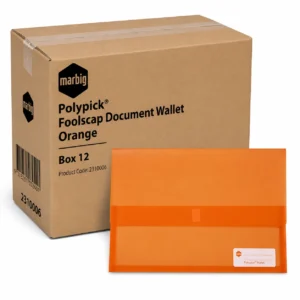 Marbig Polypick Foolscap Document Wallet Orange Box 12 translucent