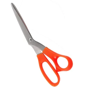 Marbig stainless steel office scissors with orange ergonomic handles