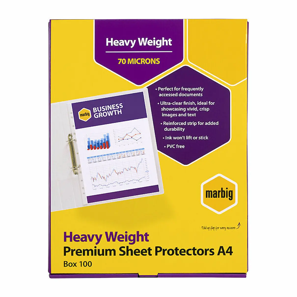 Marbig sheet protectors heavy duty box 100