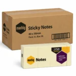 Marbig Sticky Notes 40 x 50mm Pack 12 Box 36 self-stick removable notes