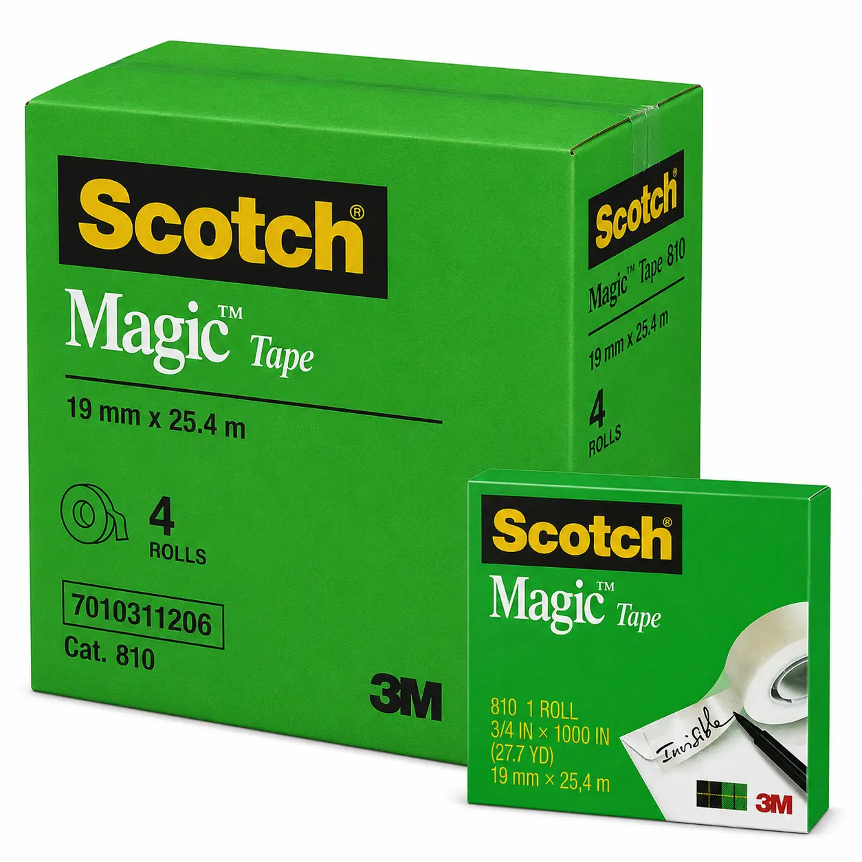 Scotch Magic Tape 810 19mm x 25.4m pack 4