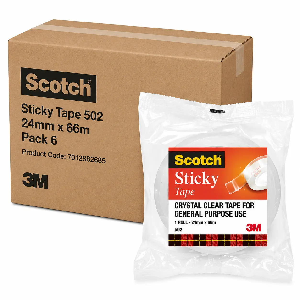 Scotch 502 sticky tape 24mm x 66m bulk packaging