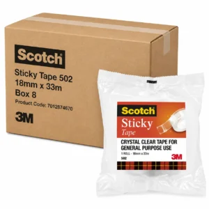 Scotch Sticky Tape 502 18mm x 33m Box 8 with bulk box