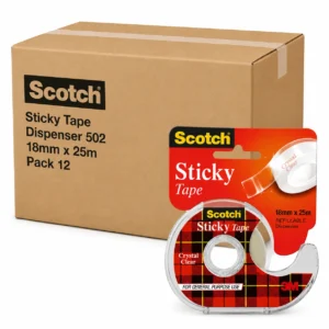Scotch Sticky Tape Dispenser 502 18mm x 25m Pack 12 with bulk box