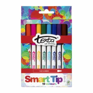 Texta smart tip assorted colour markers, pack 10
