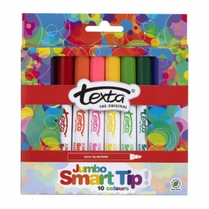 Texta smart tip jumbo colouring markers, assorted colours, wallet 10