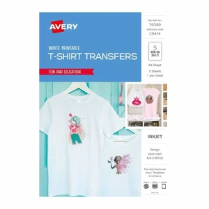 Avery TShirt Transfer Paper, White, Inkjet, Pack 5,