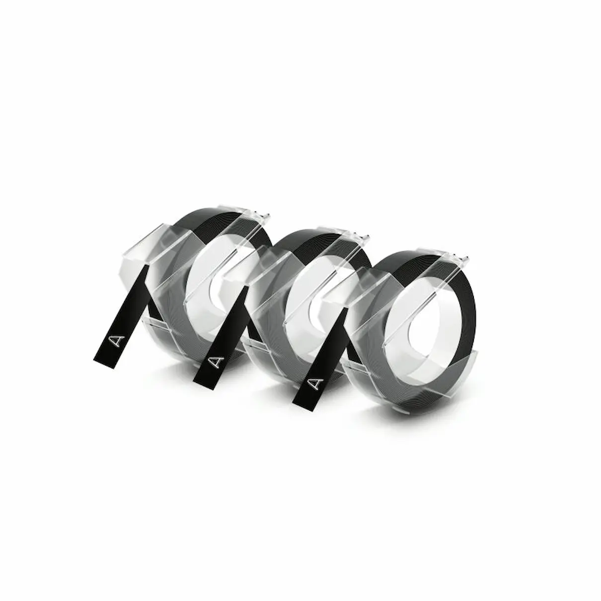 Dymo embossing tape, 3 rolls black