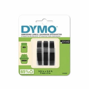 Dymo black embossing tape, pack 3 rolls