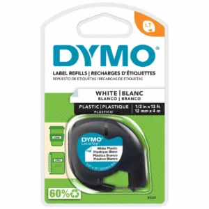Dymo LetraTag White Plastic Tape packaged