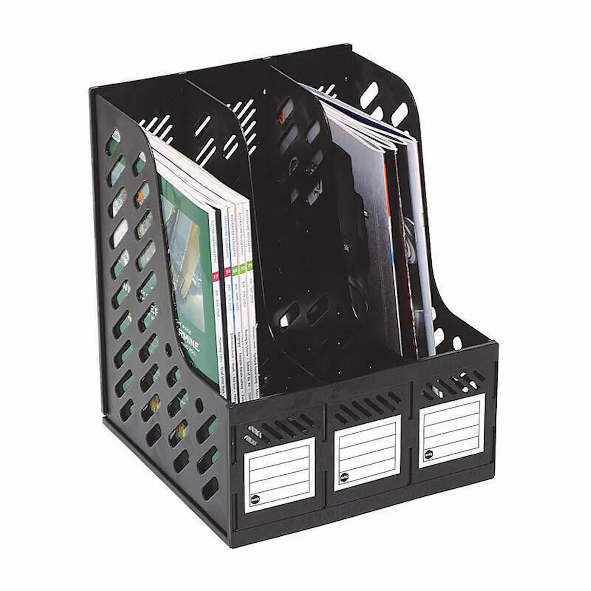 Marbig magazine rack 3 section black
