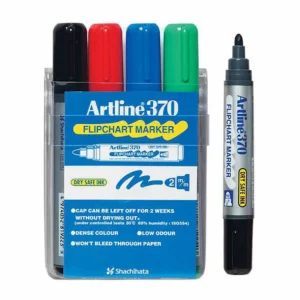Artline 370 flipchart markers, wallet 4 assorted colours