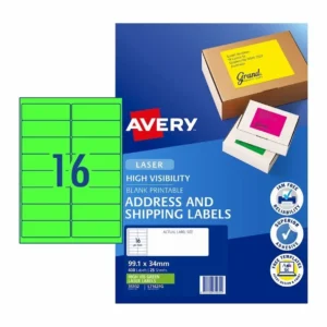 Avery Hi Vis Shipping & Address Labels, 16up, Fluro Green