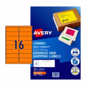 Avery Hi Vis Shipping & Address Labels, 16up, Fluro Orange