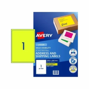 Avery Hi Vis Shipping & Address Labels, 1up, Fluro Yellow