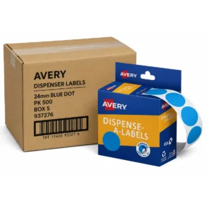 Avery 24mm Blue Dots Dispenser Box, Bulk Pack