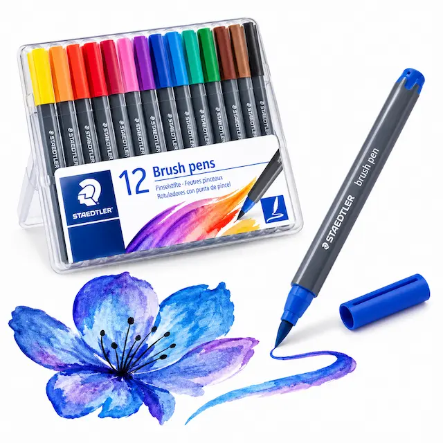 Brush pens for lettering drawing and colouring