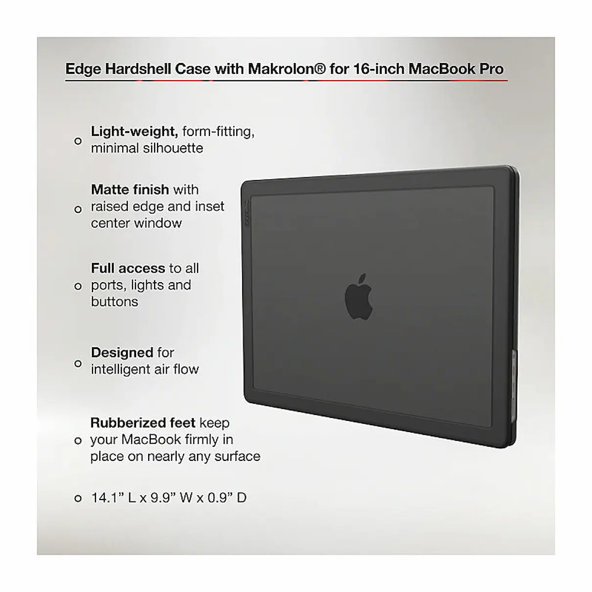 Incase Edge Hardshell Case for MacBook Pro 16 inch, Black, specifications