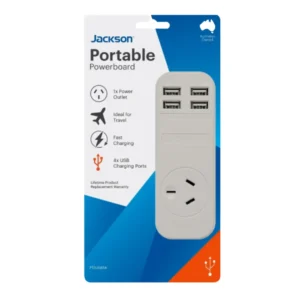 Jackson 1 Outlet Powerboard with 4 USB ports