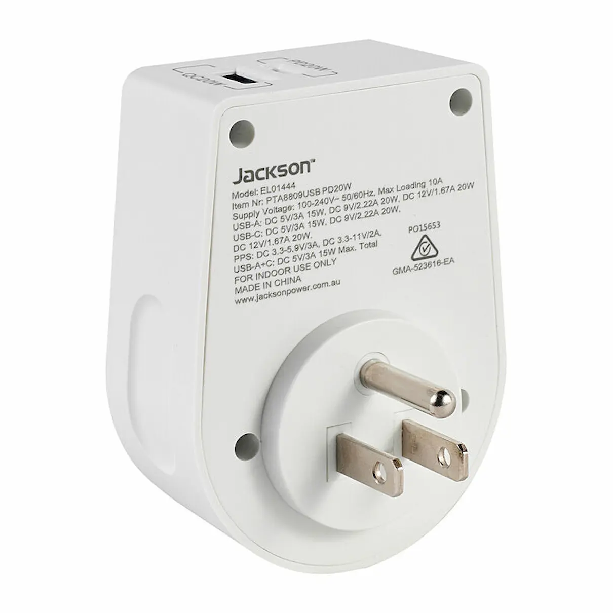 Jackson Outbound US / Canada Travel Adaptor unboxed, rear