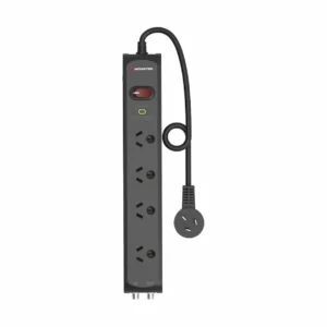 Monster 4 socket powerboard with f connectors, black