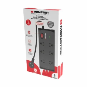 Monster 6 socket powerboard with f connectors, boxed